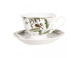 Porcelánový šálek s podšálkem Tropical birds - Ø 15*7 cm / 0,22L