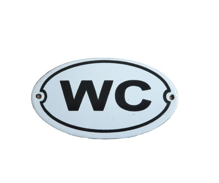 Bílá kovová cedule WC - 13,5*7,5 cm Ostatn&iacute;