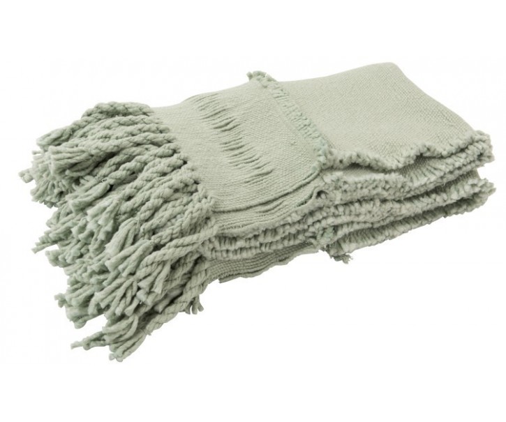 Zelený pléd Tassel s třásněmi - 130*170 cm J-Line by Jolipa