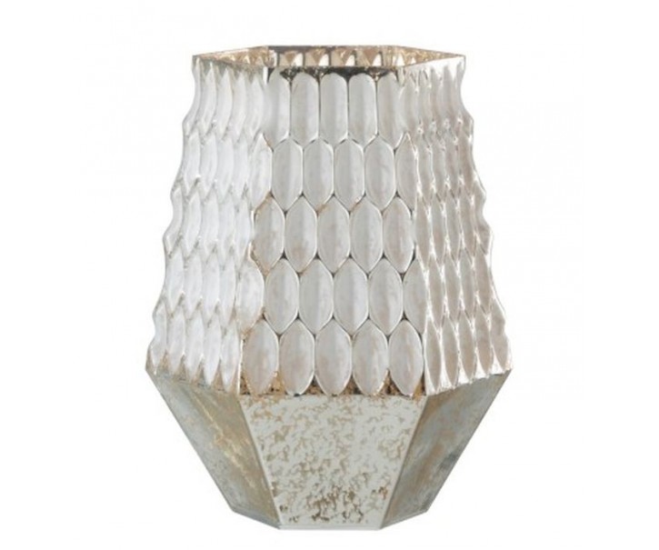 Champagne skleněný svícen na čajovou svíčku - 17*15*22cm J-Line by Jolipa