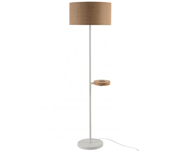 Bílá kovová stojací lampa s nabíjením na telefon Metvit- Ø 45*166cm / E27 J-Line by Jolipa