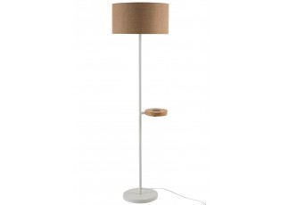 Bílá kovová stojací lampa s nabíjením na telefon Metvit- Ø 45*166cm / E27