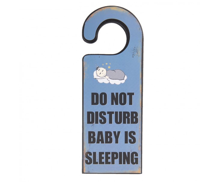 Dřevěná deska na kliku Baby is sleeping - 11*1*30 cm Clayre & Eef