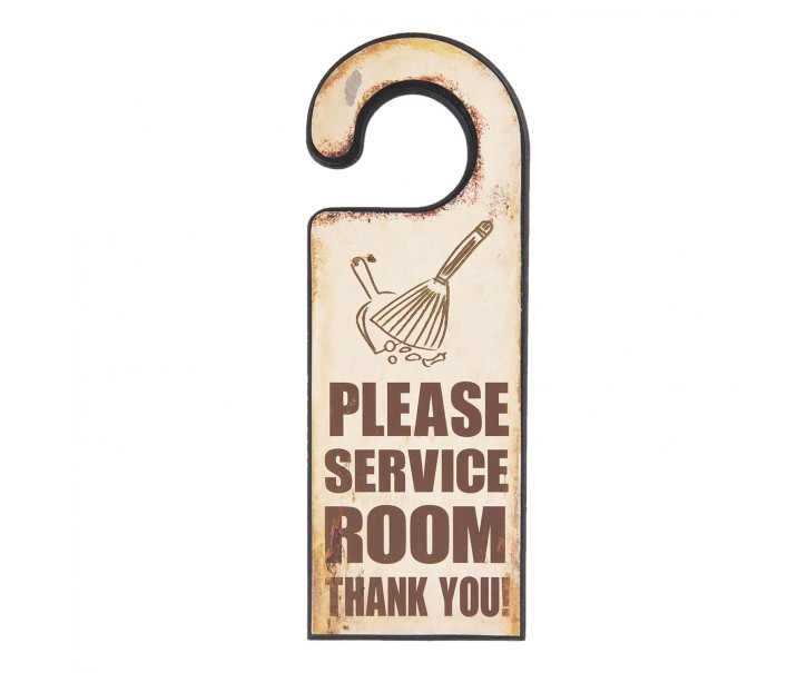 Dřevěná deska na kliku Service Room - 11*1*30 cm Clayre & Eef