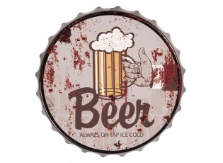 Kovová kulatá cedule Beer -Ø 33*5 cm