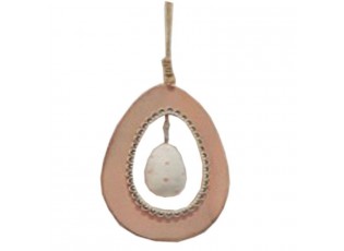Závěsné růžové dřevěné vajíčko - 6*9 cm