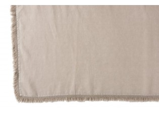 Béžový lněný pléd s třásněmi Franje - 150*200 cm