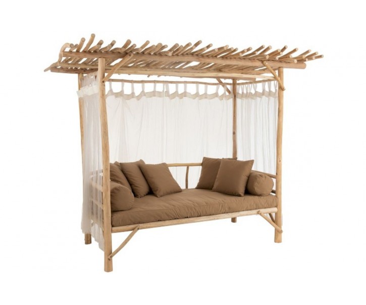 Venkovní pohovka na dřevěné konstrukci se záclonkami Loveseat - 200*100*212 cm J-Line by Jolipa