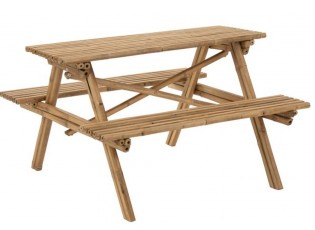 Venkovní bambusový set lavice a stůl Bambo - 204*20*74 cm