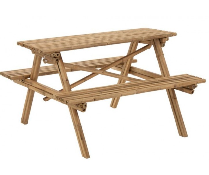 Venkovní bambusový set lavice a stůl Bambo - 204*20*74 cm J-Line by Jolipa