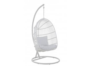 Závěsné bílé zahradní ratanové křeslo Lounge White Oval - 119*105*193 cm