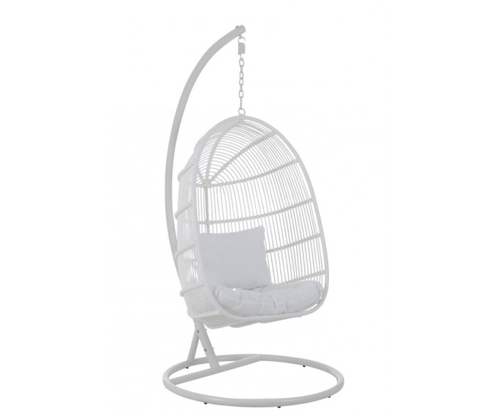 Závěsné bílé zahradní ratanové křeslo Lounge White Oval - 119*105*193 cm J-Line by Jolipa
