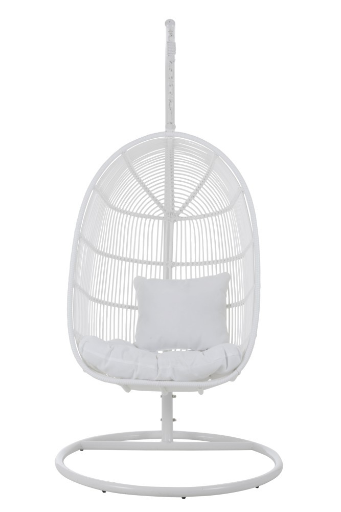 Závěsné bílé zahradní ratanové křeslo Lounge White Oval - 119*105*193 cm J-Line by Jolipa Závěsné bílé zahradní ratanové křeslo Lounge White Oval - 119*105*193 cm J-Line by Jolipa