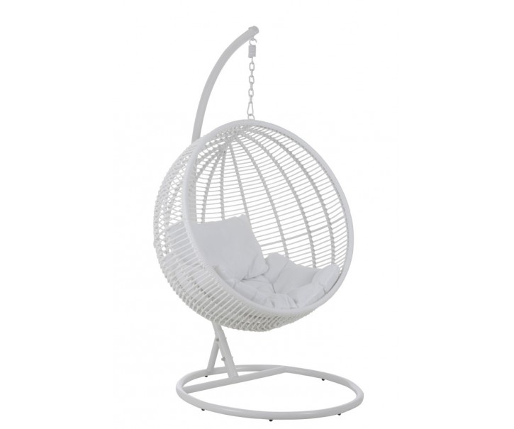 Závěsné bílé zahradní ratanové křeslo Lounge White -119*110*193 cm J-Line by Jolipa
