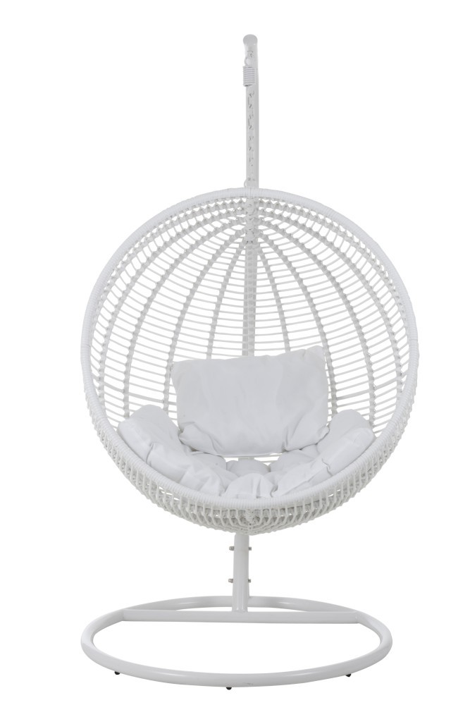 Závěsné bílé zahradní ratanové křeslo Lounge White -119*110*193 cm J-Line by Jolipa Závěsné bílé zahradní ratanové křeslo Lounge White -119*110*193 cm J-Line by Jolipa