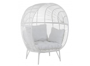 Bílé ratanové zahradní křeslo Lounge White Oval - 117*110*151 cm