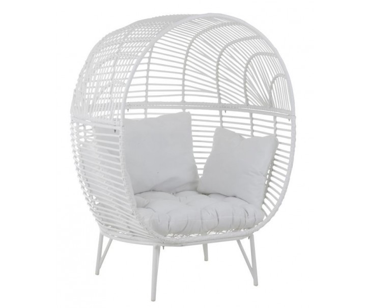 Bílé ratanové zahradní křeslo Lounge White Oval - 117*110*151 cm J-Line by Jolipa