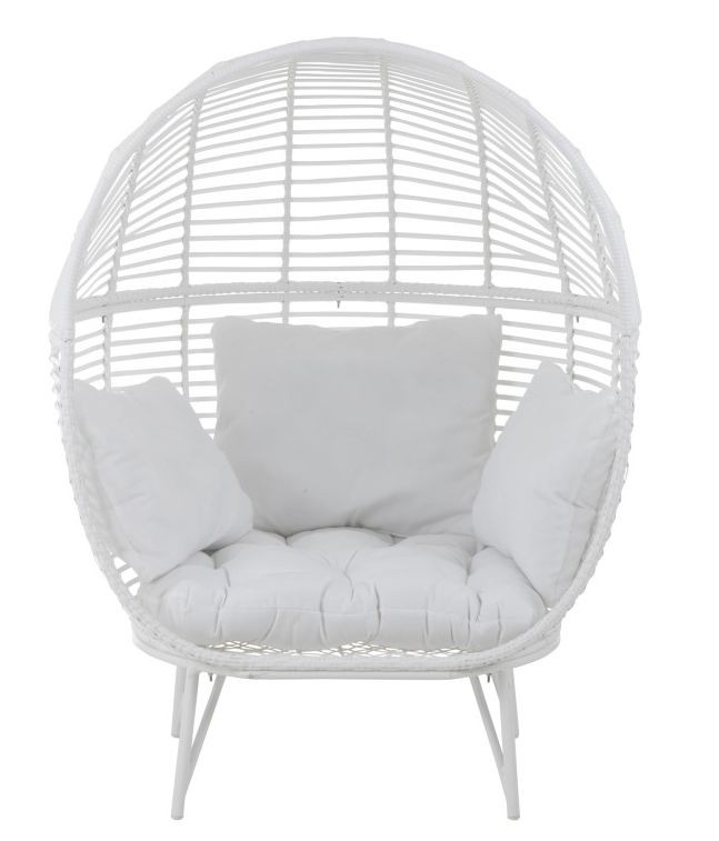 Bílé ratanové zahradní křeslo Lounge White Oval - 117*110*151 cm J-Line by Jolipa Bílé ratanové zahradní křeslo Lounge White Oval - 117*110*151 cm J-Line by Jolipa