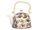 Porcelánová konvice na čaj s motivem vějířů - 18*14*12 cm / 0,8L Clayre & Eef