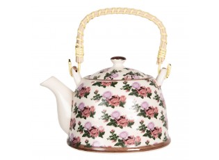Porcelánová konvice na čaj s motivem růží - 18*14*12 cm / 0,8L