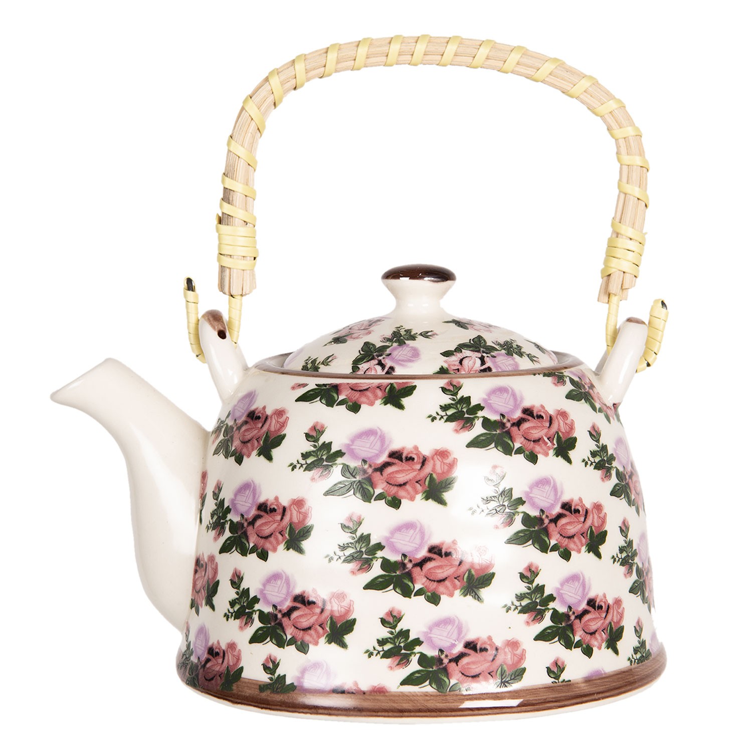 Porcelánová konvice na čaj s motivem růží - 18*14*12 cm / 0,8L Clayre & Eef Porcelánová konvice na čaj s motivem růží - 18*14*12 cm / 0,8L Clayre & Eef