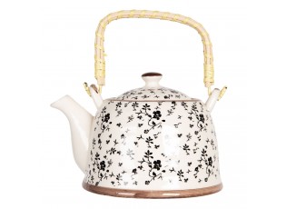 Konvička na čaj s černými kvítky - 18*14*12 cm / 0,8L