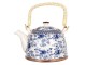 Porcelánová konvička na čaj s modrými květy - 18*14*12 cm / 0,8L Clayre & Eef