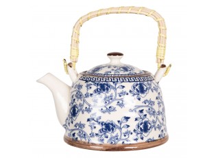 Porcelánová konvička na čaj s modrými květy - 18*14*12 cm / 0,8L