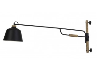 Černá kovová nástěnná lampa se dřevem Banu - 120*25*45 cm