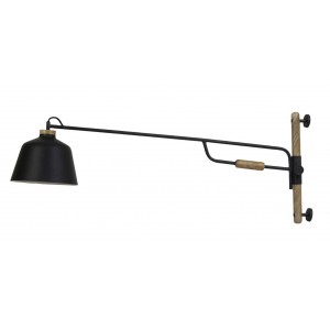 Černá kovová nástěnná lampa se dřevem Banu - 120*25*45 cm