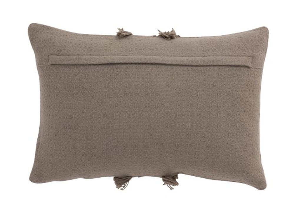 Taupe bavlněný polštář Fransen Rand s třásněmi - 30*45 cm J-Line by Jolipa Taupe bavlněný polštář Fransen Rand s třásněmi - 30*45 cm J-Line by Jolipa
