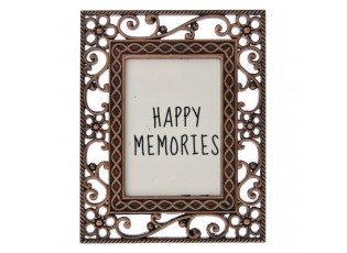 Měděný fotorámeček s květinovými ornamenty - 4*5 cm