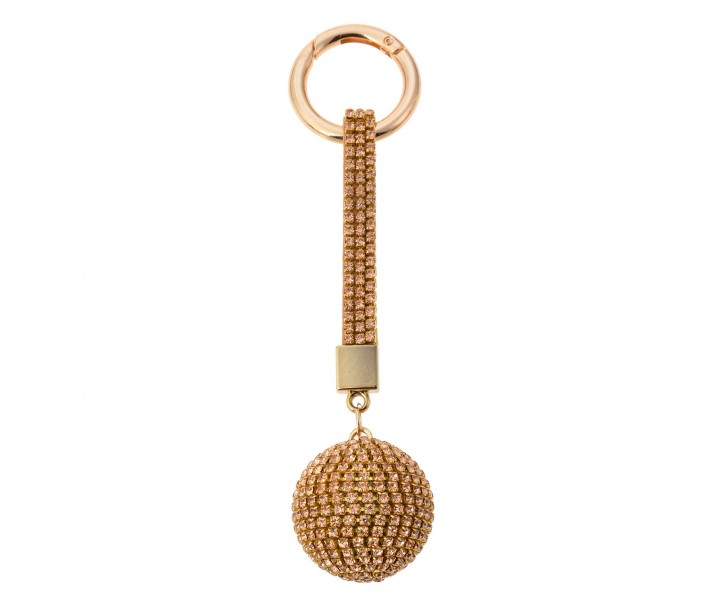 Zlatá klíčenka koule s kamínky - Ø 3,5*14,5cm Clayre & Eef