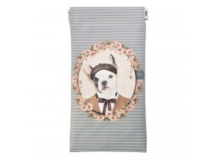 Šedo-modré pouzdro na brýle s pejskem Doggy - 9*18 cm