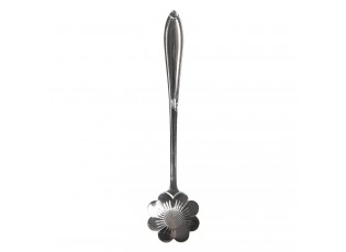 Stříbrná kovová dezertní lžička ve tvaru kytičky Floffy - 3*12 cm