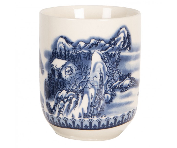 Porcelýnový kalíšek na čaj s motivem hor - ∅ 6*8 cm / 0,1L Clayre & Eef