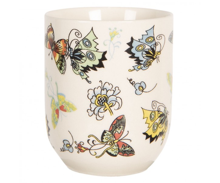 Porcelánový kalíšek na čaj s motýlky - ∅ 6*8 cm / 0,1L Clayre & Eef