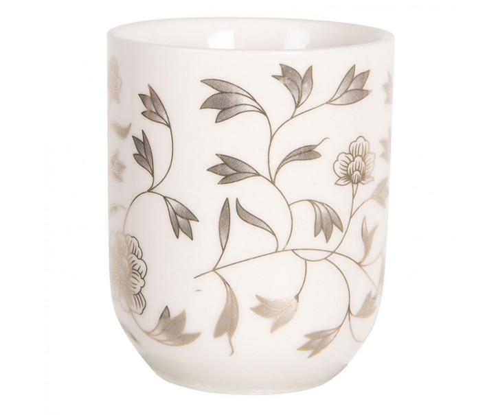 Porcelánový kalíšek na čaj s drobnými kvítky- ∅ 6*8 cm / 0,1L Clayre & Eef