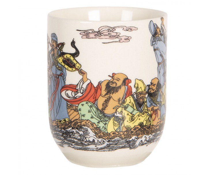 Porcelánový kalíšek na čaj s japonskými motivy - ∅ 6*8 cm / 0,1L Clayre & Eef