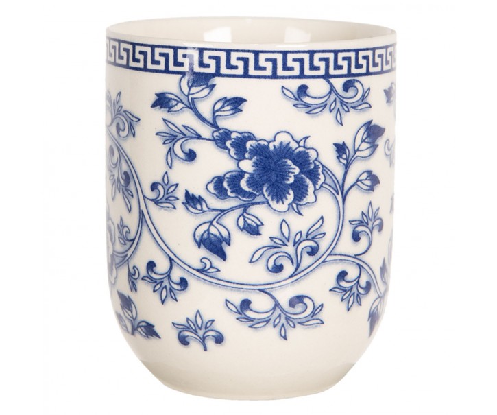 Porcelánový kalíšek na čaj s modrými květy - ∅ 6*8 cm / 0,1L Clayre & Eef