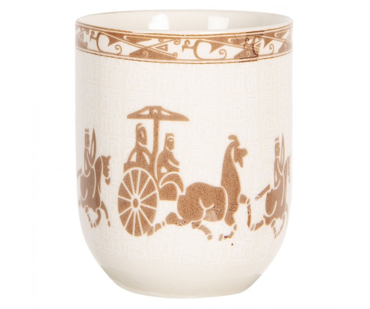 Porcelánový kalíšek na čaj s antickými motivy - ∅ 6*8 cm / 0,1L Clayre & Eef