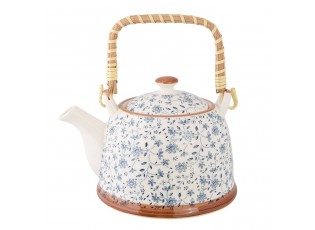 Porcelánová konvička se sítkem modrá kvítka - Ø 14*14 cm / 0,7L