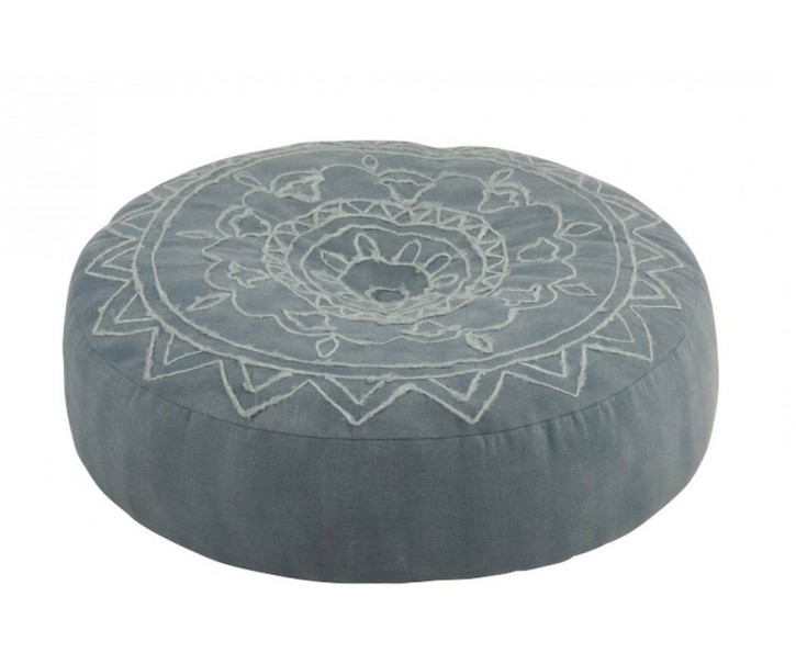 Modrý kulatý ottoman /puff Edge - Ø 60*20cm J-Line by Jolipa