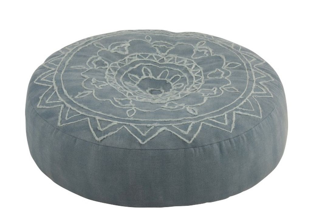 Modrý kulatý ottoman /puff Edge - Ø 60*20cm