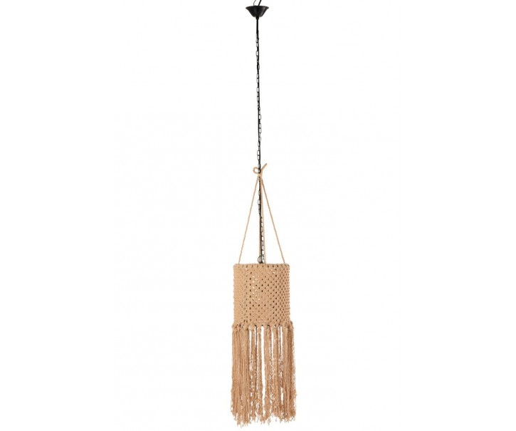 Závěsné bavlněné béžové světlo Macrame - Ø26*76cm J-Line by Jolipa