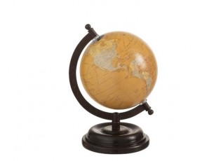 Dekorace glóbus na dřevěném podstavci Ochre small - 15*13*21 cm