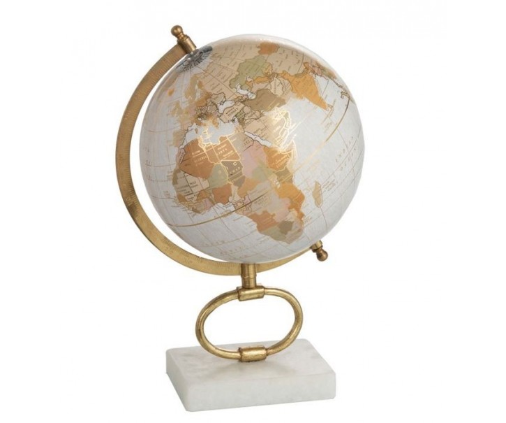 Glóbus na kovové zlaté noze Marble medium - 22,5*20*35,5 cm J-Line by Jolipa