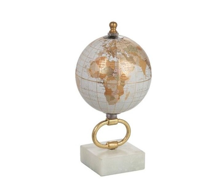 Glóbus na kovové zlaté noze Marble e-small - ∅10*20 cm J-Line by Jolipa