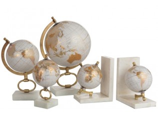 Glóbus na kovové zlaté noze Marble small - ∅15*27 cm