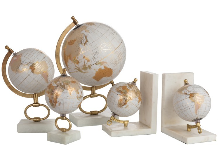 Glóbus na kovové zlaté noze Marble small - ∅15*27 cm J-Line by Jolipa Glóbus na kovové zlaté noze Marble small - ∅15*27 cm J-Line by Jolipa